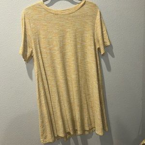 Yellow striped T-shirt dress large